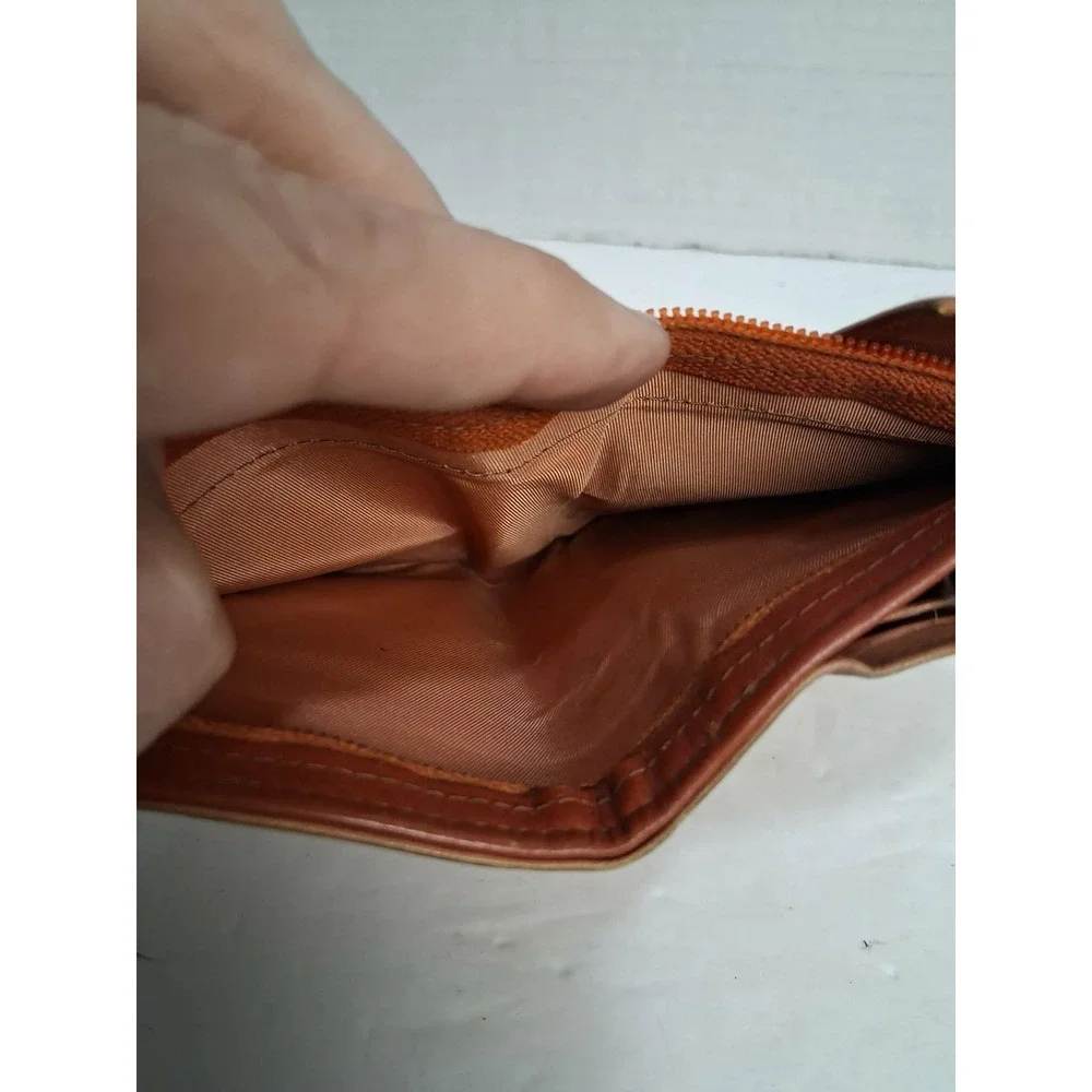 Vintage Rolfs Leather Embossed Floral Coin Kiss Lock Wallet Brown Tri Fold‎ READ